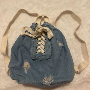 ZARA Denim Blue Lace Two Arm BackPack Discontinued
